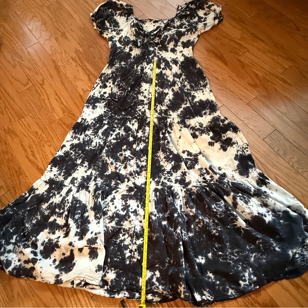 Earthbound TradingCo- 100% Cotton Tie Dye Black and White Maxi Dress- Size Large - Picture 12 of 15